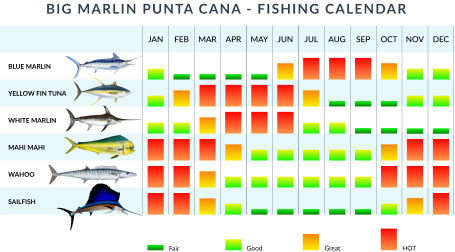 Calendar Fishing Charters Punta Cana